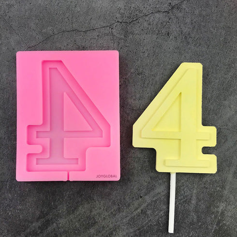 Silicone Four (4) Number Lollipop Mould