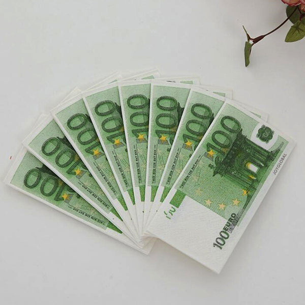 100 Euro Bill Pattern Napkin Paper