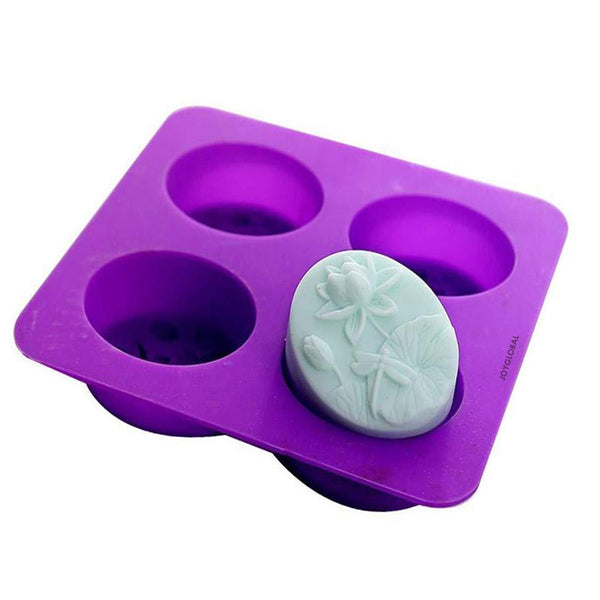 Silicone Dragonfly Lotus Flower Soap Oval Mould - Output Weight 100 Grams