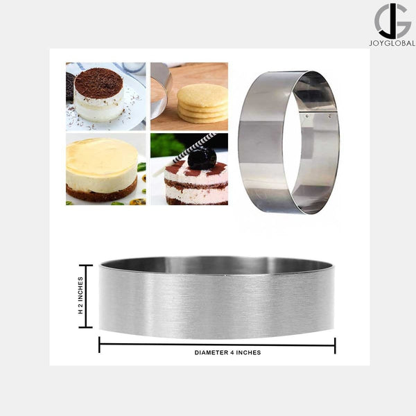 Round Stainless Steel Cake Ring Diameter: 4 Inch Depth: 2 Inch