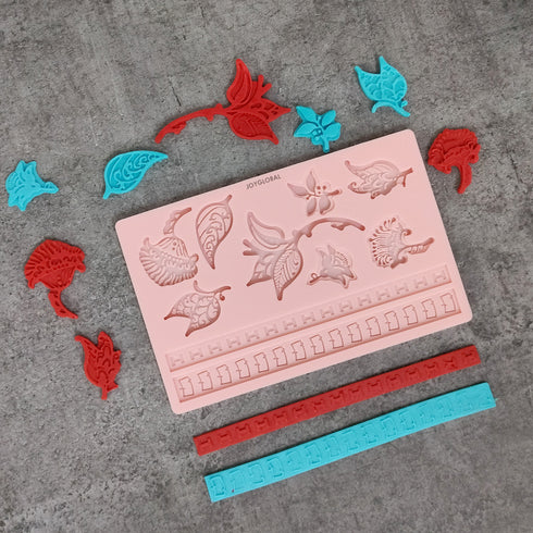 Silicone Mixed Flowers Border Mould