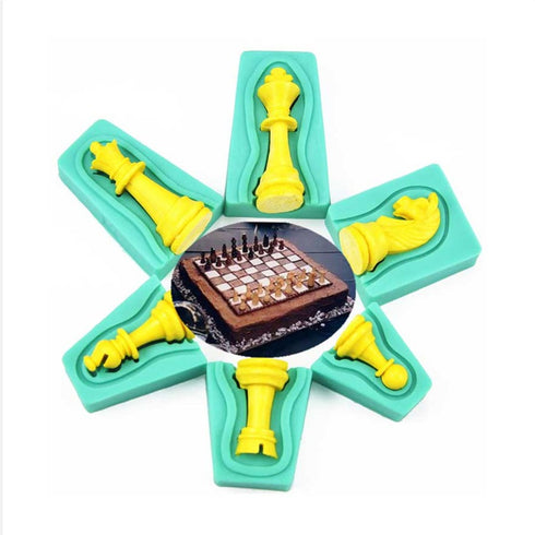 Silicone 3D Chessman Shape Mould - 6 Sets (12 Pieces)