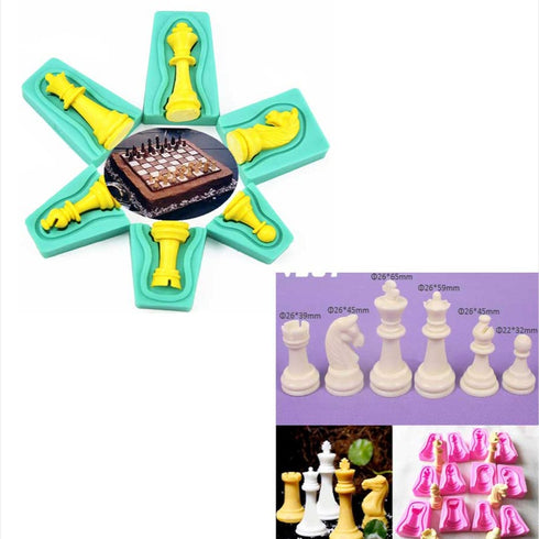 Silicone 3D Chessman Shape Mould - 6 Sets (12 Pieces)