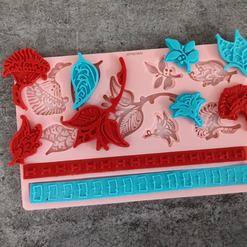 Silicone Mixed Flowers Border Mould