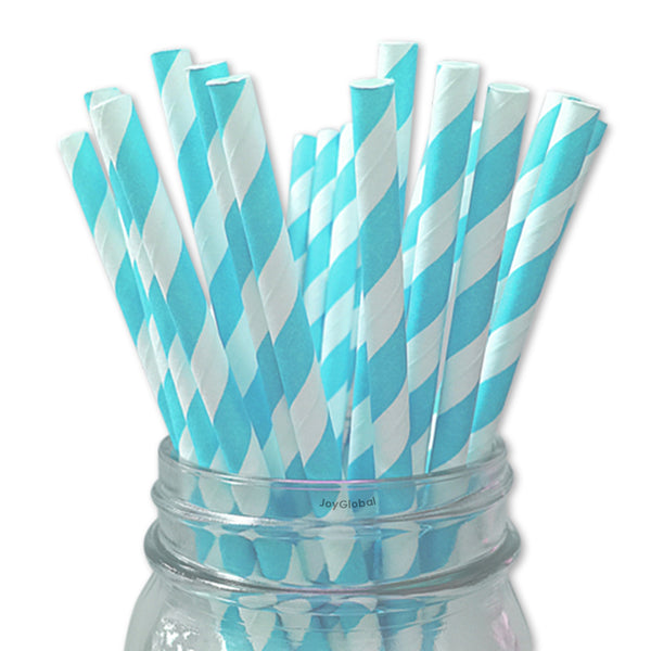 Plastic Straws 10 Piece/Set (Light Blue & White) ; Size: 9 Inch