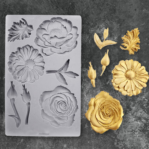 Silicone Mixed Flowers & Leaves Mould