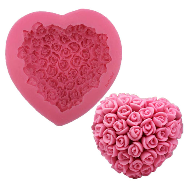 Silicone Heart Shape Roses Mould