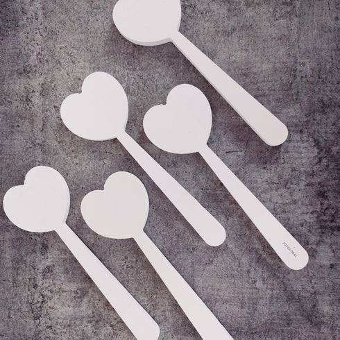 White Wooden Heart Shape Hammer - Set of 5 Pieces